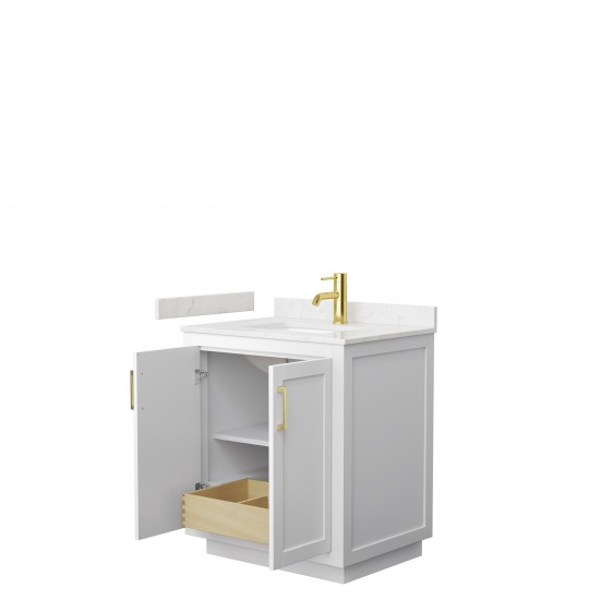 Miranda 30" Single Vanity in White, Carrara Cultured Marble Top, Gold Trim