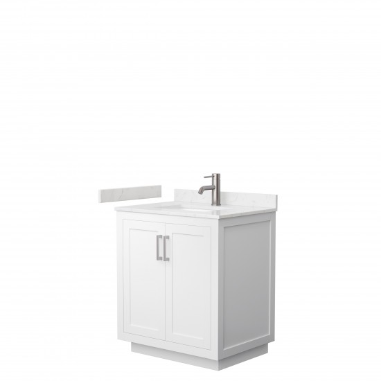 Miranda 30" Single Vanity in White, Carrara Cultured Marble Top, Nickel Trim