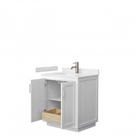 Miranda 30" Single Vanity in White, Carrara Cultured Marble Top, Nickel Trim