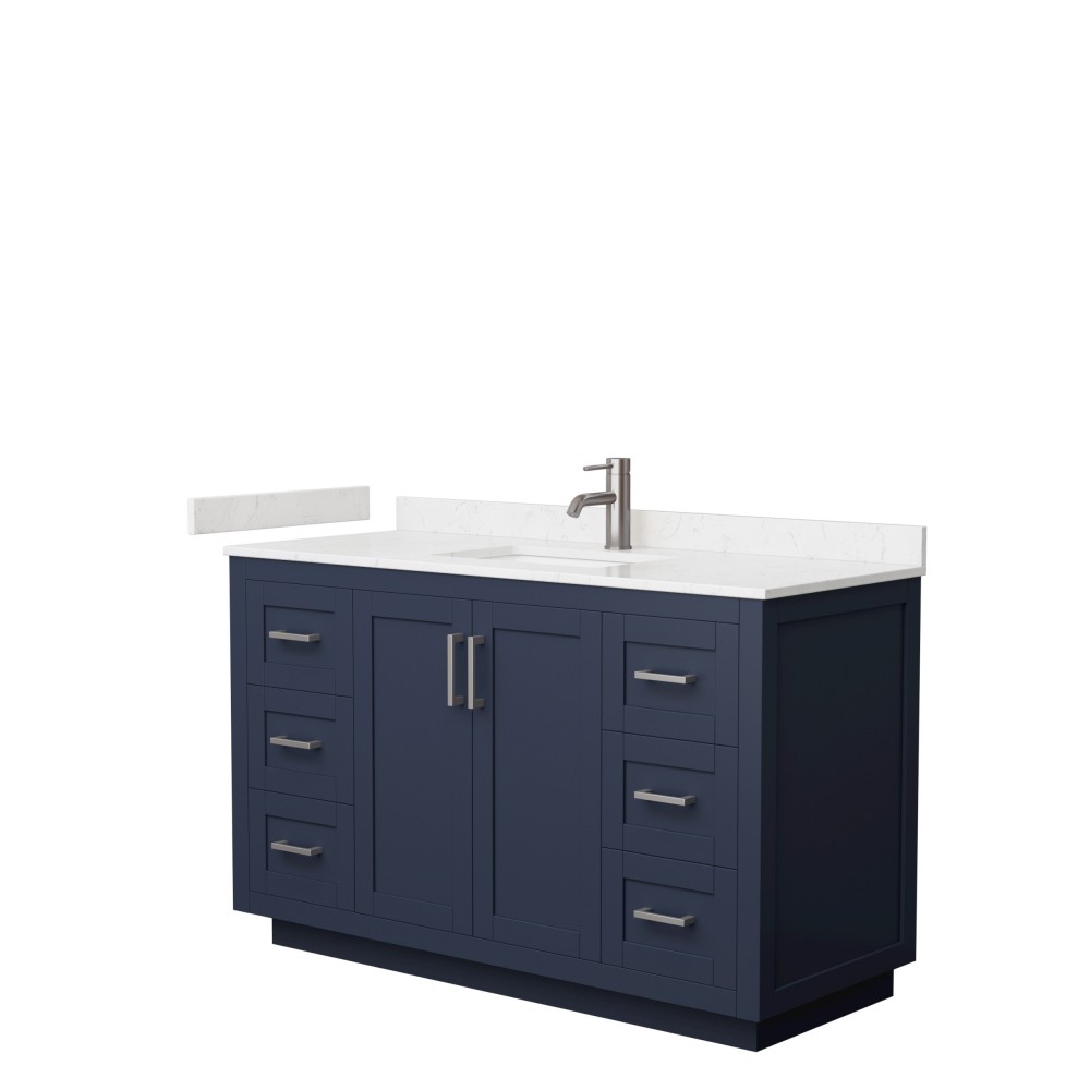 Miranda 54" Single Vanity in Dark Blue, Carrara Cultured Marble Top, Nickel Trim