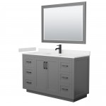 Miranda 54" Dark Gray Single Vanity, Carrara Marble Top, Black Trim, 46" Mirror