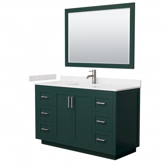 Miranda 54" Single Vanity in Green, Carrara Marble Top, Nickel Trim, 46" Mirror