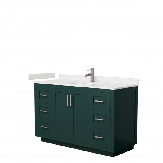 Miranda 54" Single Vanity in Green, Carrara Cultured Marble Top, Nickel Trim