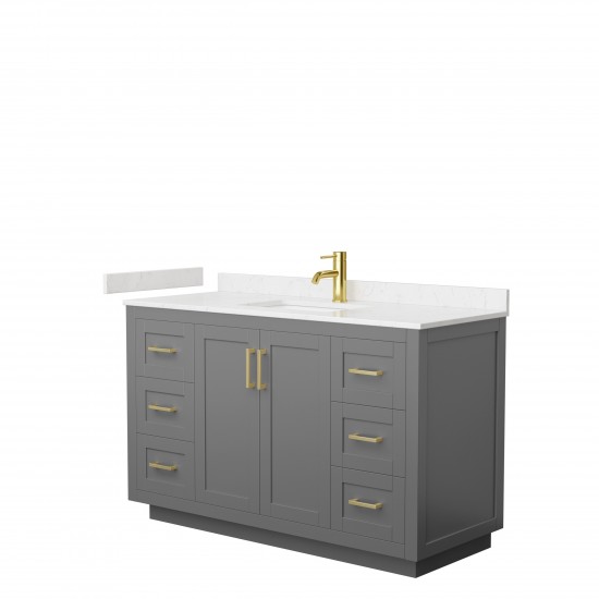 Miranda 54" Single Vanity in Dark Gray, Carrara Cultured Marble Top, Gold Trim