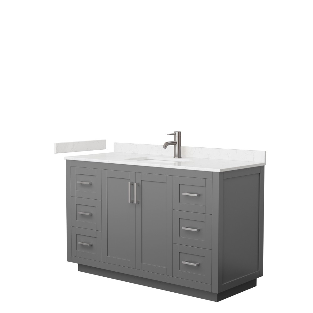 Miranda 54" Single Vanity in Dark Gray, Carrara Cultured Marble Top, Nickel Trim