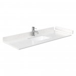 Miranda 54" Single Vanity in White, Carrara Marble Top, Black Trim, 46" Mirror