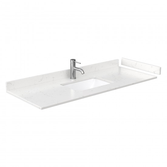 Miranda 54" Single Vanity in White, Carrara Marble Top, Nickel Trim, 46" Mirror