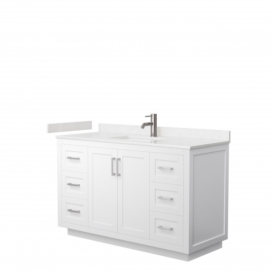 Miranda 54" Single Vanity in White, Carrara Cultured Marble Top, Nickel Trim