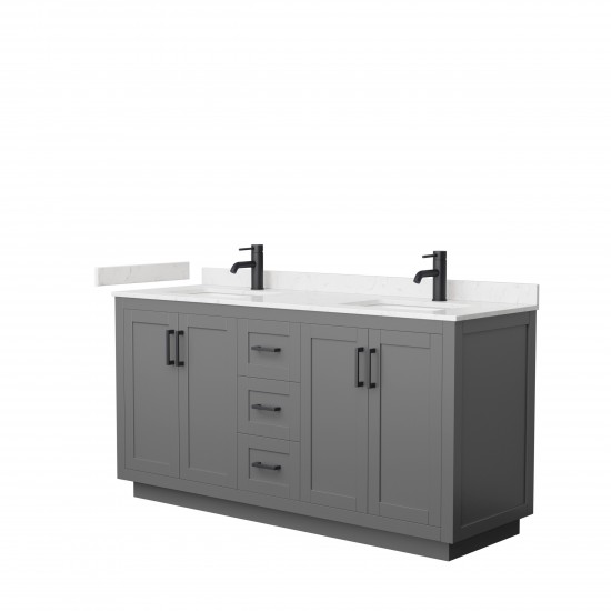 Miranda 66" Double Vanity in Dark Gray, Carrara Cultured Marble Top, Black Trim