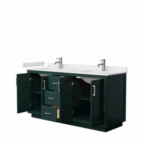 Miranda 66" Double Vanity in Green, Carrara Cultured Marble Top, Nickel Trim