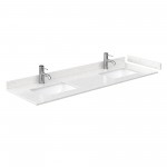 Miranda 66" Double Vanity in White, Carrara Marble Top, Nickel Trim, 58" Mirror