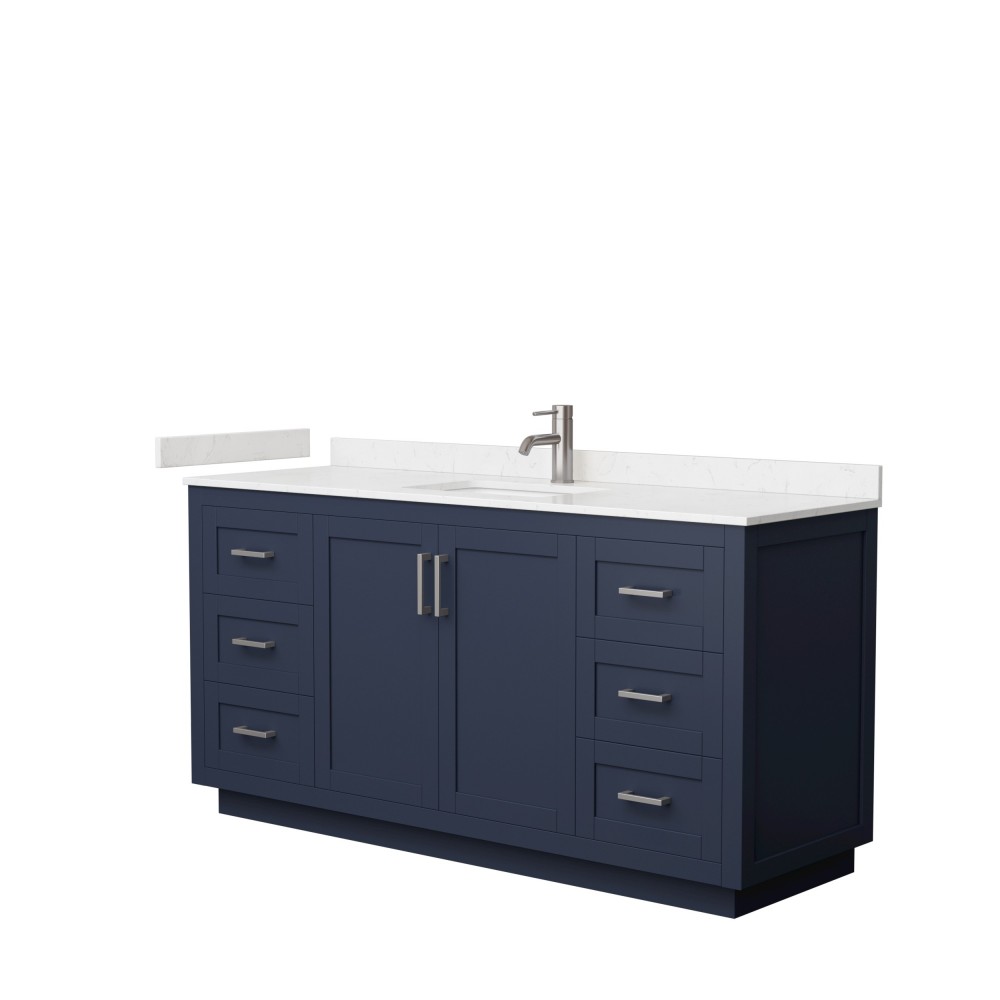 Miranda 66" Single Vanity in Dark Blue, Carrara Cultured Marble Top, Nickel Trim