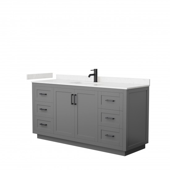 Miranda 66" Single Vanity in Dark Gray, Carrara Cultured Marble Top, Black Trim