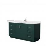 Miranda 66" Single Vanity in Green, Carrara Cultured Marble Top, Nickel Trim