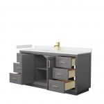 Miranda 66" Single Vanity in Dark Gray, Carrara Cultured Marble Top, Gold Trim