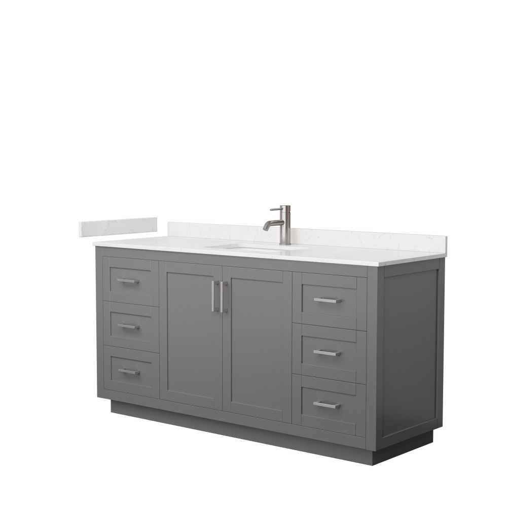 Miranda 66" Single Vanity in Dark Gray, Carrara Cultured Marble Top, Nickel Trim