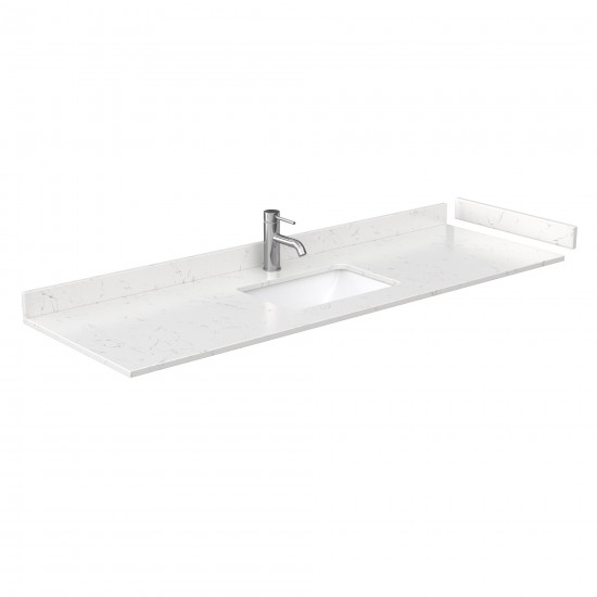 Miranda 66" Single Vanity in White, Carrara Marble Top, Black Trim, 58" Mirror