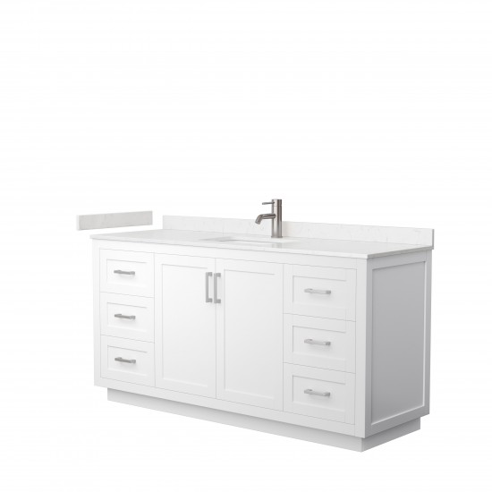 Miranda 66" Single Vanity in White, Carrara Cultured Marble Top, Nickel Trim