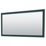 Miranda 84" Double Vanity in Green, Carrara Marble Top, Gold Trim, 70" Mirror