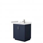 Miranda 30" Single Vanity in Dark Blue, White Cultured Marble Top, Nickel Trim