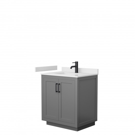 Miranda 30" Single Vanity in Dark Gray, White Cultured Marble Top, Black Trim