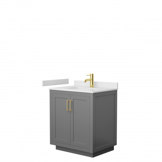 Miranda 30" Single Vanity in Dark Gray, White Cultured Marble Top, Gold Trim