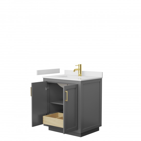 Miranda 30" Single Vanity in Dark Gray, White Cultured Marble Top, Gold Trim