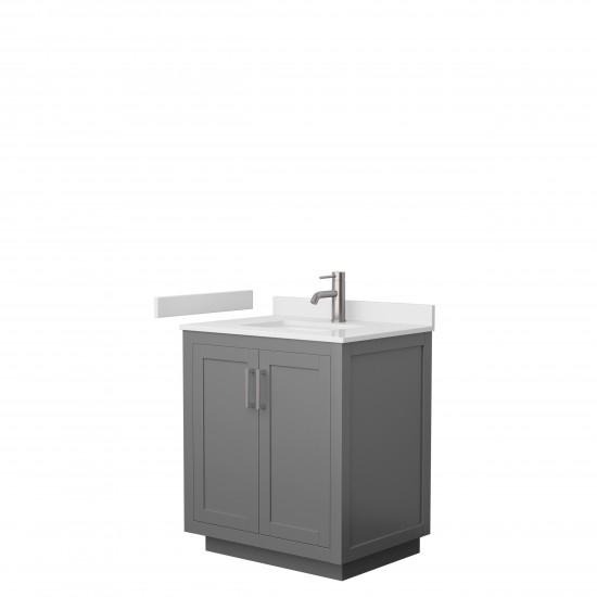 Miranda 30" Single Vanity in Dark Gray, White Cultured Marble Top, Nickel Trim