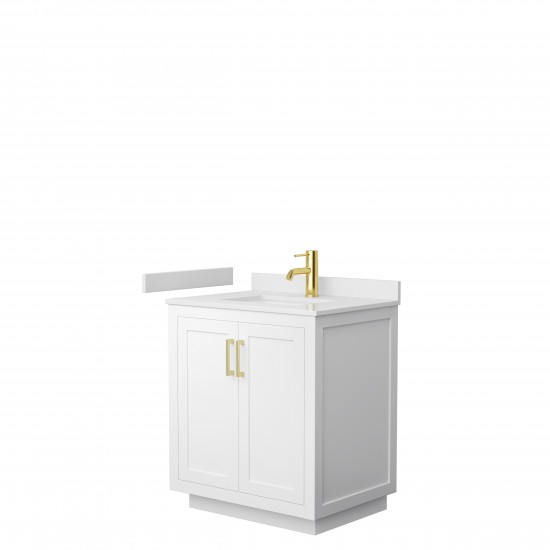 Miranda 30" Single Vanity in White, White Cultured Marble Top, Gold Trim