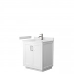 Miranda 30" Single Vanity in White, White Cultured Marble Top, Nickel Trim