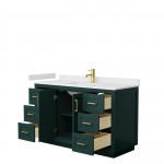 Miranda 54" Single Vanity in Green, White Cultured Marble Top, Gold Trim