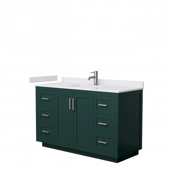 Miranda 54" Single Vanity in Green, White Cultured Marble Top, Nickel Trim