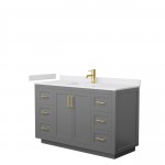 Miranda 54" Single Vanity in Dark Gray, White Cultured Marble Top, Gold Trim