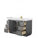 Miranda 54" Single Vanity in Dark Gray, White Cultured Marble Top, Gold Trim