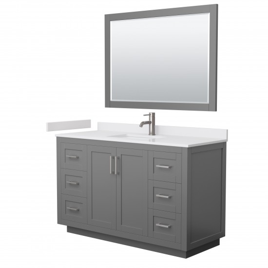 Miranda 54" Dark Gray Single Vanity, White Marble Top, Nickel Trim, 46" Mirror