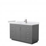 Miranda 54" Single Vanity in Dark Gray, White Cultured Marble Top, Nickel Trim