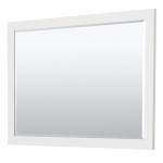 Miranda 54" Single Vanity in White, White Marble Top, Black Trim, 46" Mirror
