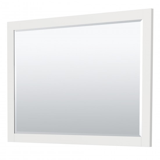 Miranda 54" Single Vanity in White, White Marble Top, Black Trim, 46" Mirror