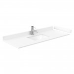 Miranda 54" Single Vanity in White, White Marble Top, Gold Trim, 46" Mirror