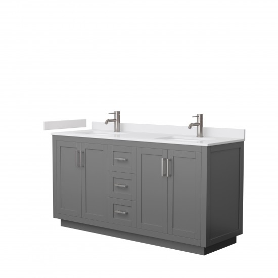 Miranda 66" Double Vanity in Dark Gray, White Cultured Marble Top, Nickel Trim