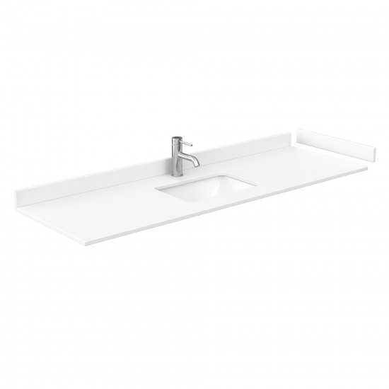 Miranda 66" Single Vanity in Green, White Cultured Marble Top, Gold Trim