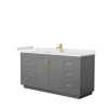 Miranda 66" Single Vanity in Dark Gray, White Cultured Marble Top, Gold Trim