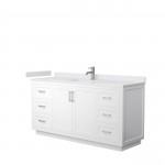 Miranda 66" Single Vanity in White, White Cultured Marble Top, Nickel Trim