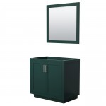 Miranda 36" Single Vanity in Green, No Top, Brushed Nickel Trim, 34" Mirror