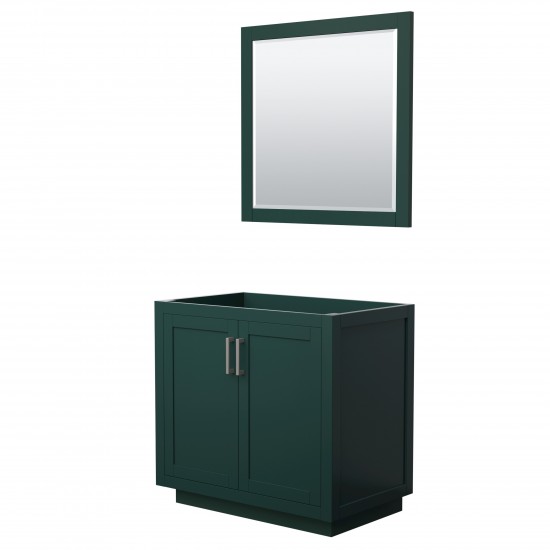 Miranda 36" Single Vanity in Green, No Top, Brushed Nickel Trim, 34" Mirror