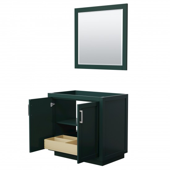 Miranda 36" Single Vanity in Green, No Top, Brushed Nickel Trim, 34" Mirror