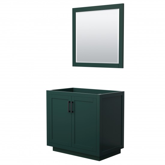 Miranda 36" Single Vanity in Green, No Top, Matte Black Trim, 34" Mirror