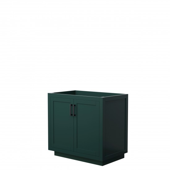 Miranda 36" Single Vanity in Green, No Top, No Sink, Matte Black Trim