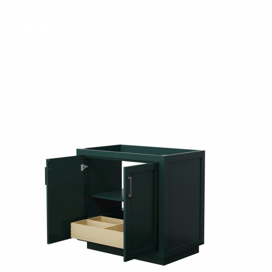 Miranda 36" Single Vanity in Green, No Top, No Sink, Matte Black Trim