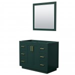 Miranda 42" Single Vanity in Green, No Top, Bruished Gold Trim, 34" Mirror